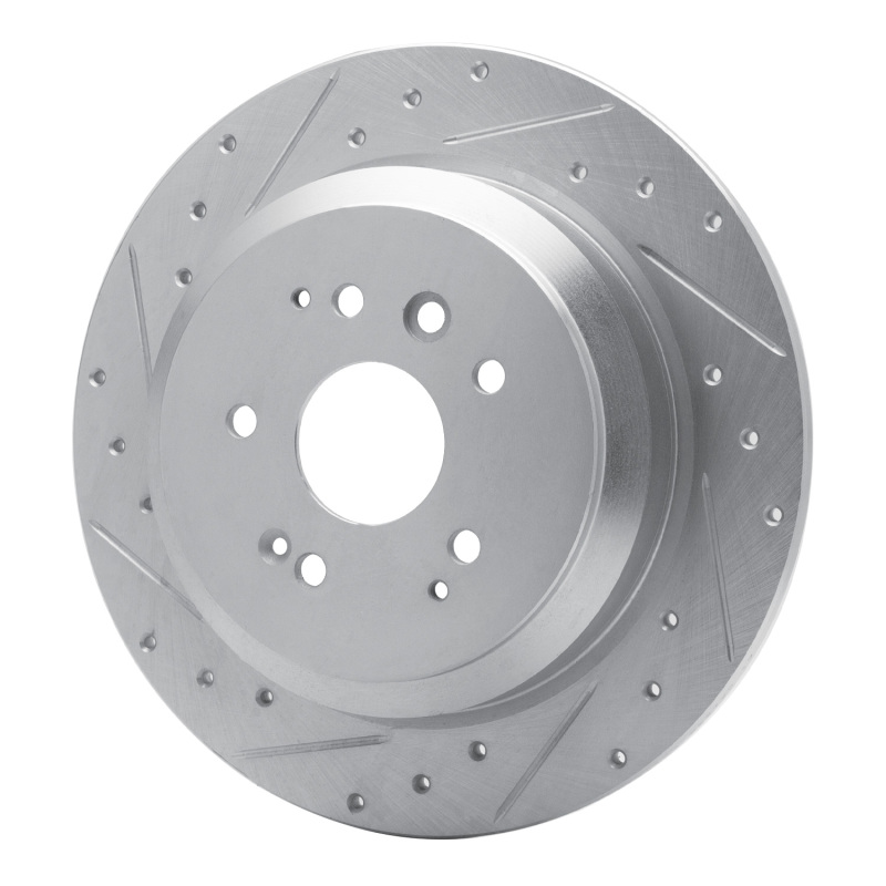 Acura MDX Brake Rotor (1) - Rear Left - R1 Concepts - Drilled & Slotted - Silver - `14-`16